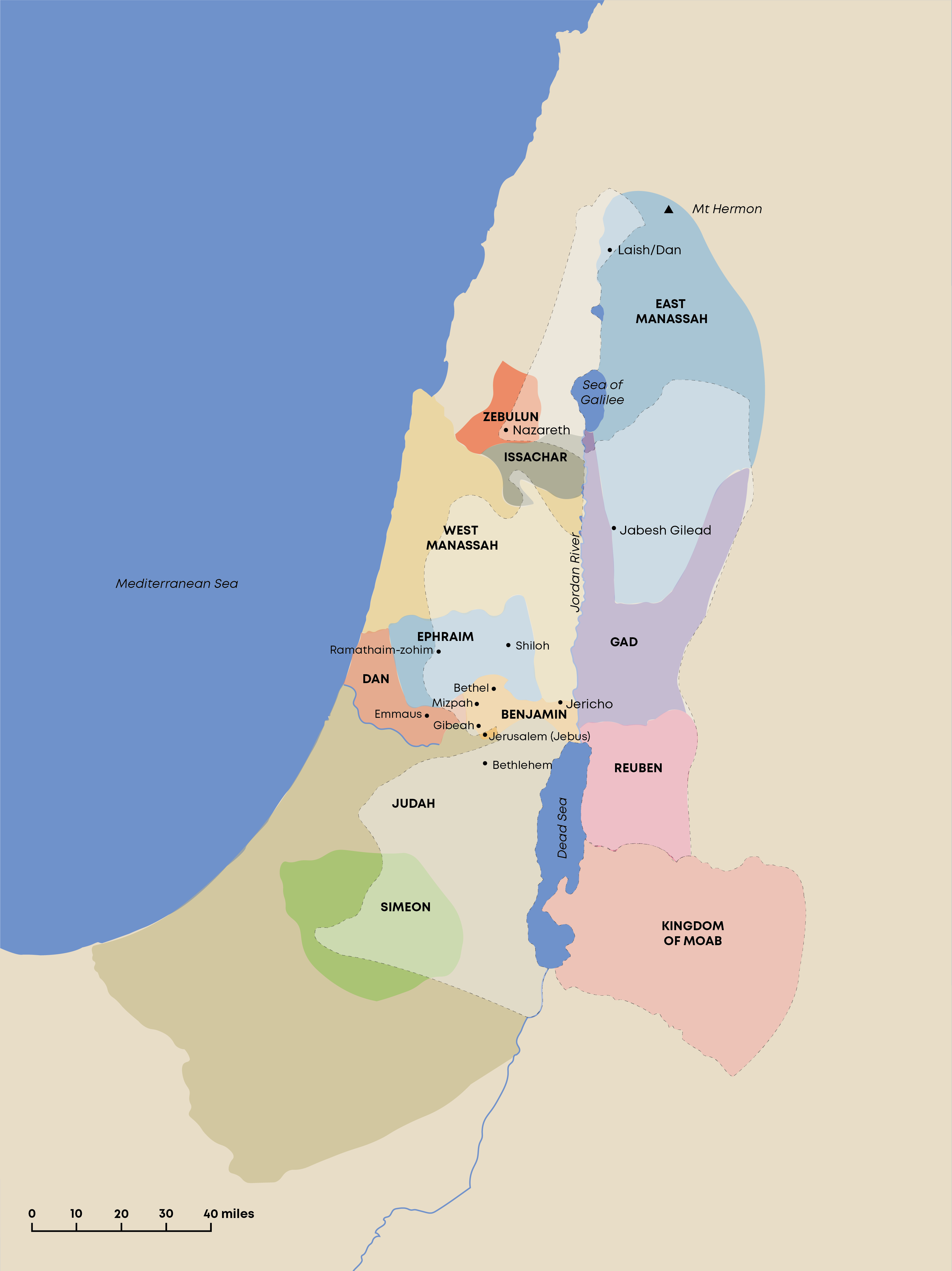 Map of Israel in Judges | jdblundell.github.io